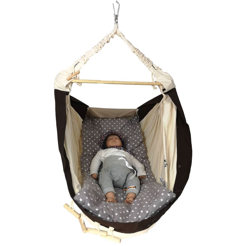 Schlummerli-Feder+Deckenhaken Amazonas Kangoo MAXI Babyhängematte+Sunny Grey